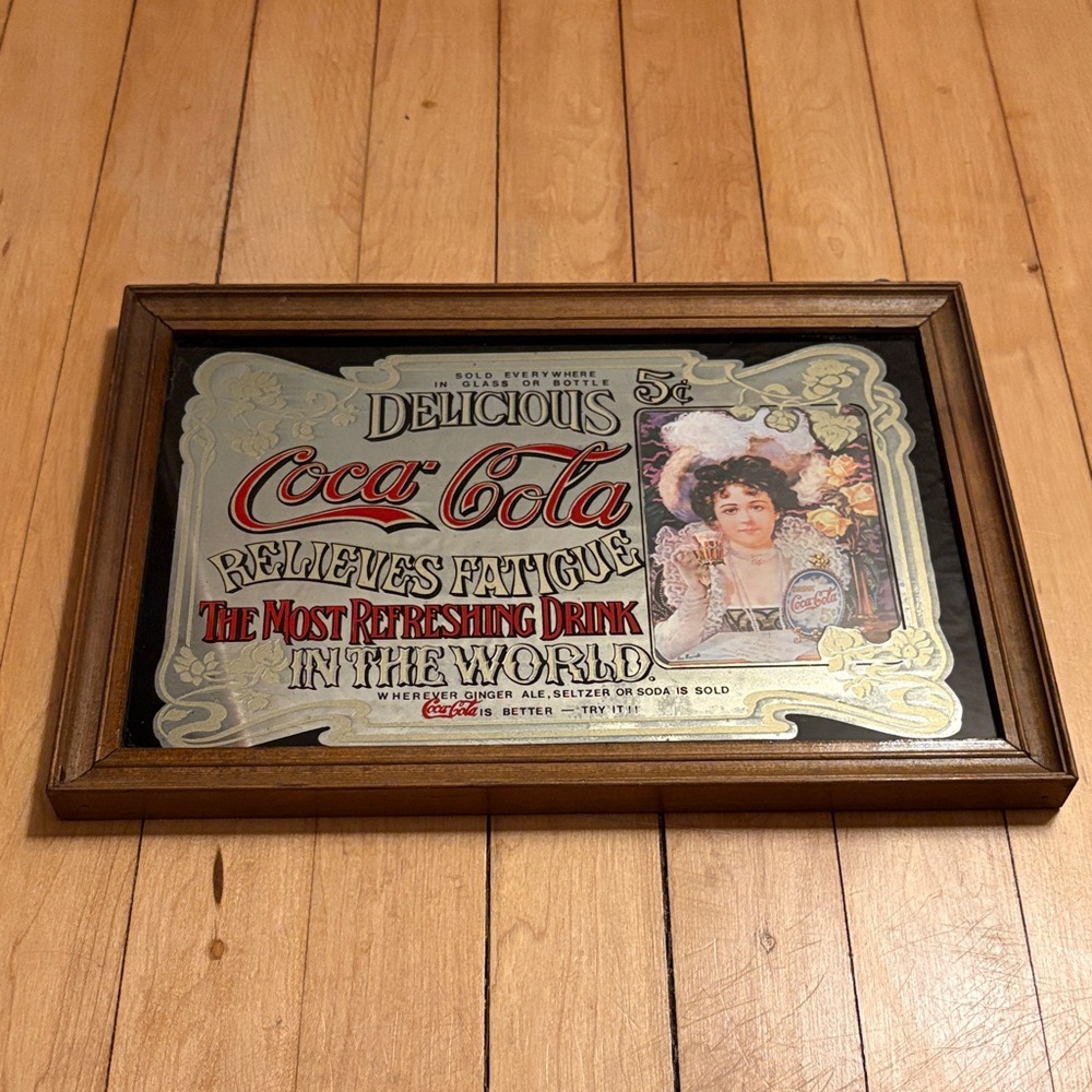 Coca-Cola Vintage Decorative Sign with Wooden Frame